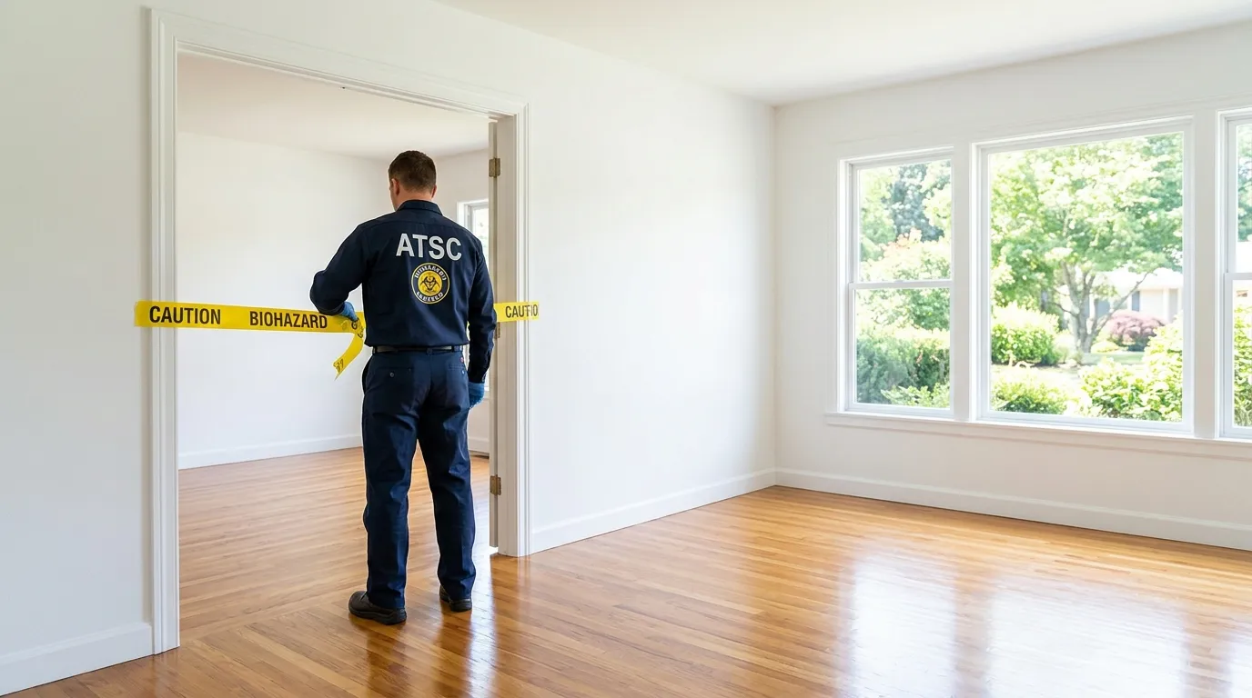 Certified biohazard cleanup crew performing Trauma Scene Cleanup in Crestline